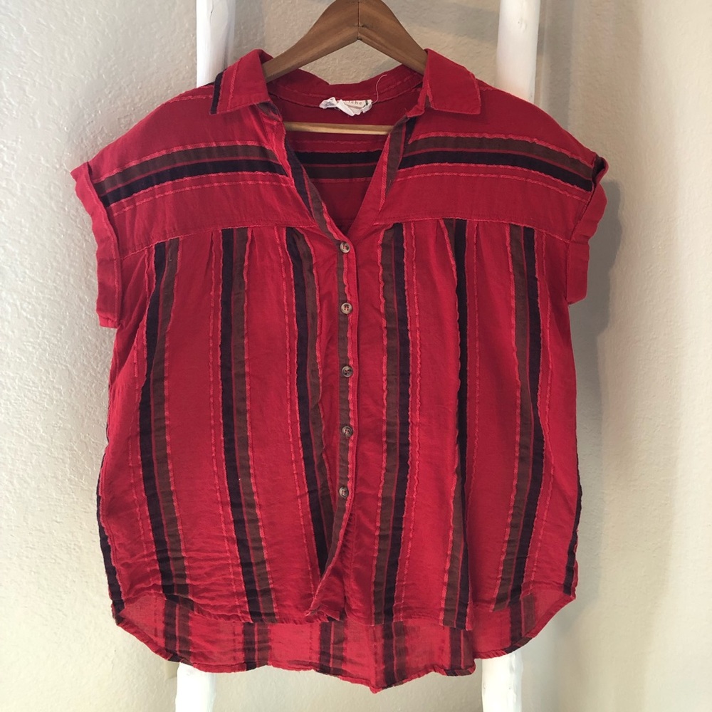 Loveriche Short Sleeve Button Down Blouse